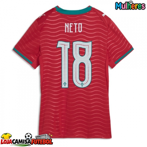 Camisa de Futebol Portugal Pedro Neto #18 Equipamento Principal Mulheres Mundo 2026 Manga Curta